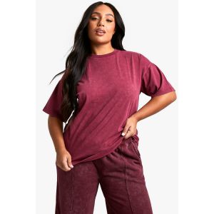 "Plus" Plum Washed Oversized T-Shirt - Plume - 46, Plume