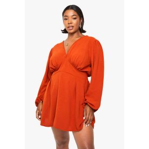 "Plus" Robe Patineuse A-Line - Orange Rouille - 52, Orange Rouille