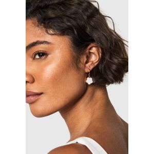 Boucles D'Oreilles À Détail De Fleurs Émaillées - Jaune Or - One Size, Jaune Or