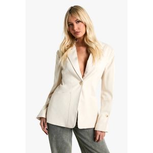Détail De Poche Blazer Ajusté À Simple Boutonnage - Blanc Écru - 36, Blanc Écru