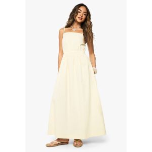 Robe Midaxi En Popeline À Fines Bretelles - Citron - 42, Citron