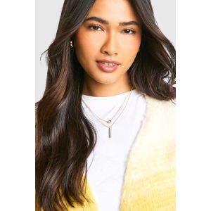 Collier Superposé Simple Cercle & Barre - Jaune Or - One Size, Jaune Or