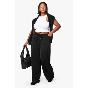 "Plus" Pantalon Grande Taille À Cordon De Serrage Et Jambes Larges - Noir - 56, Noir
