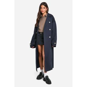 Trench-Coat Oversize À Double Boutonnage, Ceinturé, Cintré Dans Le Dos - Bleu Foncè - 44, Bleu Foncè