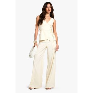 Pantalon Tailleur À L'Aspect De Lin Pour Grandes Tailles - Blanc Ivoire - 44, Blanc Ivoire