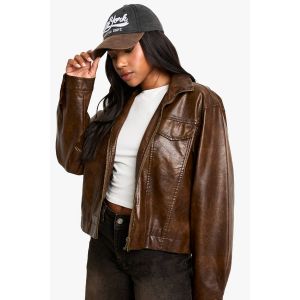 Veste En Synthétique Au Look Vintage - Marron - 42, Marron