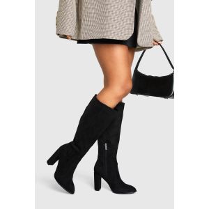 Bottes Hautes En Synthétique Suédé À Bout Rond - Noir - 39, Noir