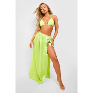 Essentials Satin Tie Beach Sarong - Citron Vert - S, Citron Vert