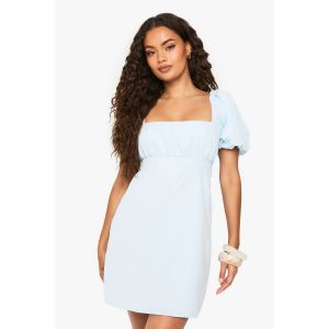 Robe Mini À Manches Bouffantes - Bleu Pâle - 36, Bleu Pâle
