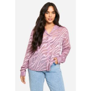 Chemise Oversize "Plus" Animal Burnout - Mauve - 48, Mauve