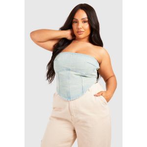 "Plus" Washed Bandeau Top - Bleu - 56, Bleu