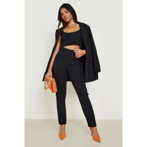 Pantalon De Costume Ajusté À Taille Haute Et Fuselé - Noir - 38, Noir