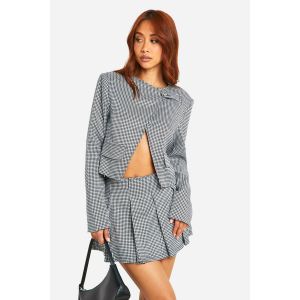 Tonal Mini Dogtooth Blazer Court Asymétrique - Noir - 36, Noir