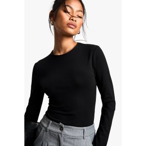 Boohoo Basics Body À Col Rond Manches Longues - Noir - 40, Noir