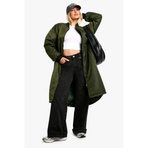Reversible Longline Leopard Parka - Vert Kaki - S, Vert Kaki