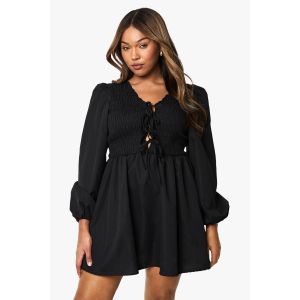 "Plus" Robe À Smocks Froncés - Noir - 44, Noir