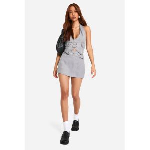 Mini-Jupe Micro À Rayures Et Ceinture - Gris Perle - 40, Gris Perle