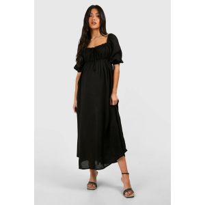 Robe Midi De Maternité Milk Maid Look Lin - Noir - 36, Noir
