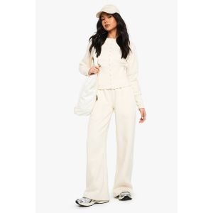 Deep Hem Popper Bomber Sweatshirt Tracksuit - Gris Pierre - S, Gris Pierre