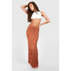 Jupe Maxi Plissée En Satin Premium - Orange Rouille - 40, Orange Rouille