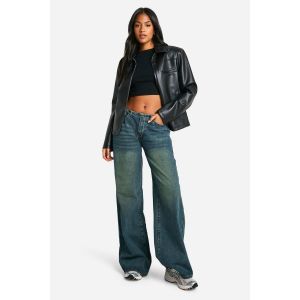 Jean Taille Basse À Jambe Large Et Coupe Longue - Bleu - 42, Bleu