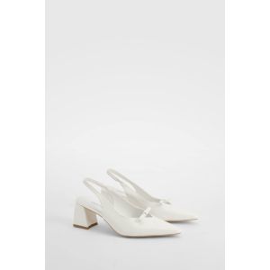 Chaussures De Ville À Bride Arrière Avec Détail De Nœud Et Talon Bloc - Blanc - 36, Blanc
