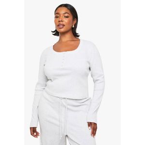 "Plus" Haut Scoop À Boutons Sur Le Devant - Gris - 44, Gris