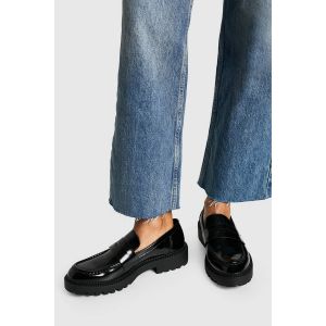 Mocassin Laqué À Semelle Épaisse - Noir - 36, Noir