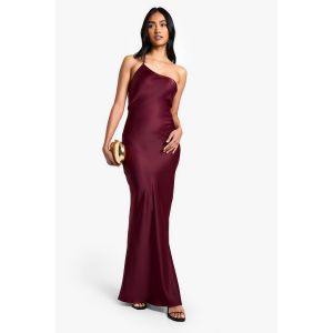 Robe Maxi Asymétrique En Satin - Rouge Vin - 44, Rouge Vin