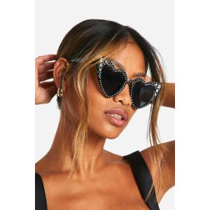 Lunettes De Soleil En Forme De Cœur Diamante - Noir - One Size, Noir