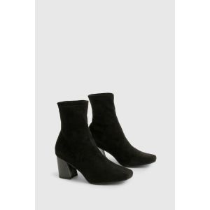 Large Bottes À Chaussette À Talon Évasé - Noir - 40, Noir