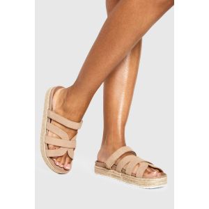 Sandales Plates Compensées Immy À Brides Croisées - Marron Taupe - 41, Marron Taupe