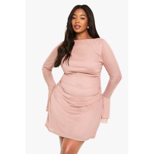 "Plus" Robe Mini Shift "Plus" À Manches Évasées - Mauve - 44, Mauve