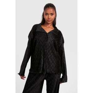 Wave Plisse Chemise À Coupe Décontractée - Noir - 36, Noir
