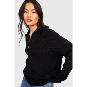 Half Zip Collar Jumper - Noir - M, Noir