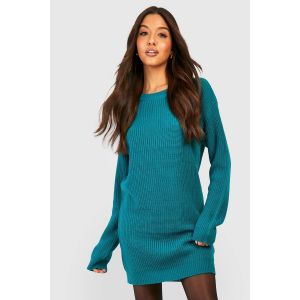 Robe Pull À Col Rond - Bleu Sarcelle - 36, Bleu Sarcelle