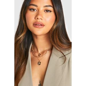 Collier Pendentif Cercle Superposé Or - Jaune Or - One Size, Jaune Or