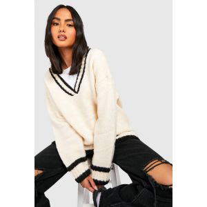 Pull En Maille Cricket À Décolleté En V Profond - Blanc Cassé - S, Blanc Cassé