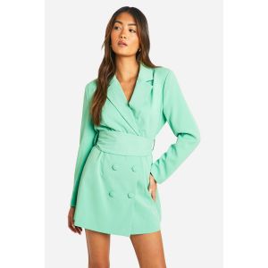 Robe Blazer Cintrée À Nouer Obi - Vert Émeraude - 40, Vert Émeraude