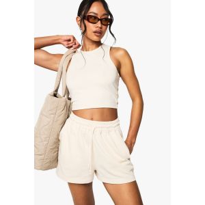 Ensemble Crop Top À Dos Nageur Et Short - Gris Pierre - Xs, Gris Pierre