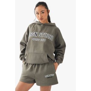 Dsgn Studio Sports Club Applique Sweat Short - Vert Kaki - S, Vert Kaki