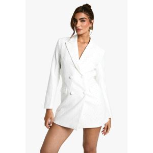 Robe Tailleur En Sequins Et Dentelle - Blanc - 40, Blanc