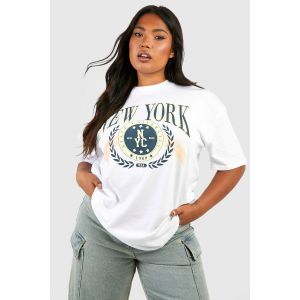 "Plus" New York Printed T-Shirt - Blanc - 46, Blanc