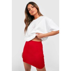 Jupe Micro Mini Basique À Côtes - Rouge - 34, Rouge