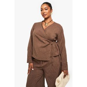 Chemise À Manches Longues Avec Nœud Sur Le Devant - Marron Chocolat - 44, Marron Chocolat