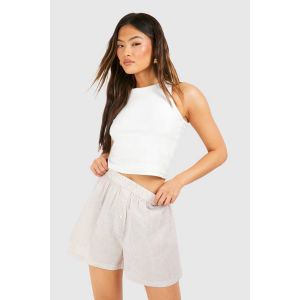 Short Effet Lin À Fines Rayures - Gris Pierre - 36, Gris Pierre