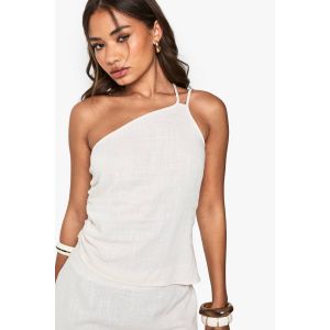 Cami Asymétrique Effet Lin - Beige - 38, Beige