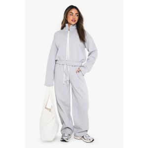 Jogger À Jambe Baril Avec Cordon De Serrage Contrasté - Gris Perle - S, Gris Perle