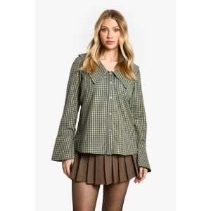 Chemisier De Maternité À Col Statement Et Motif Vichy - Vert - 44, Vert