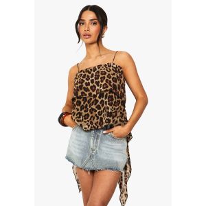 "Petite" Camisole À Dos Nu À Imprimé Léopard Avec Lien - Leopard - 40, Leopard